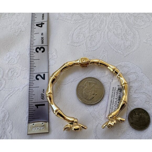 Lilly Pulitzer Flower Cuff Bracelet Gold-tone Rhinestone Hinged Bracelet NWT - Picture 8 of 16